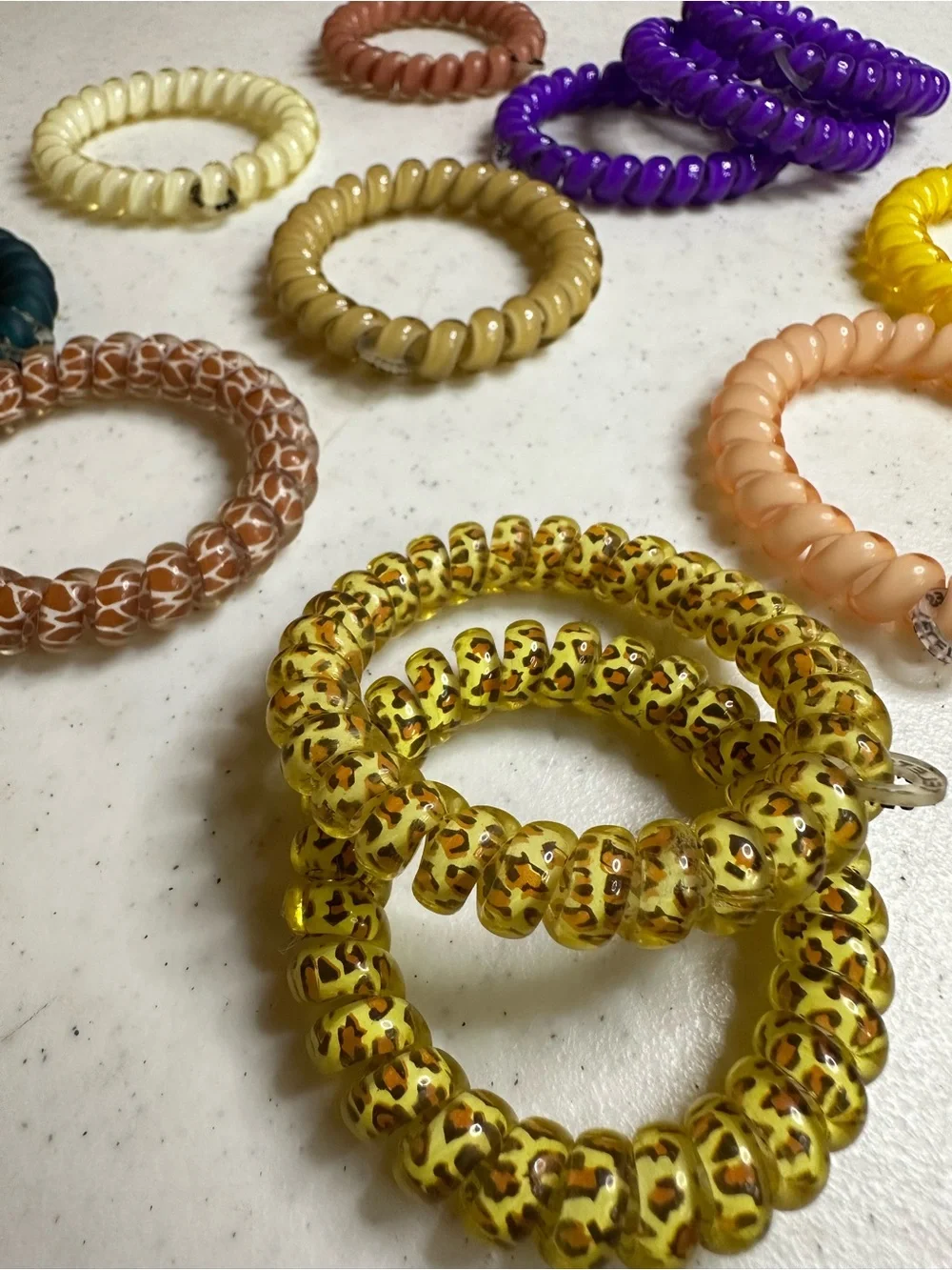 Teleties Hair Coil Tie Lot 12 Mixed Colors Leopard Giraffe Spiral Hair Bands